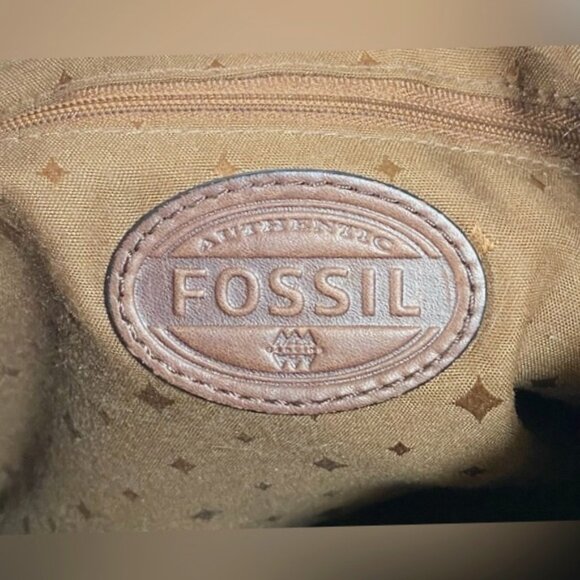 Vintage Y2K Fossil Distressed Metallic  Leather Explorer Cross Body Bag - Picture 3 of 8